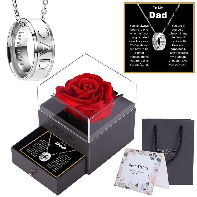 Men's Gift Set, 1 Set Stainless Steel Necklace ring Set, Gift for Birthday, Gifts for Him, Gifts for Kids, Birthday Gift, Boyfriend Gifts