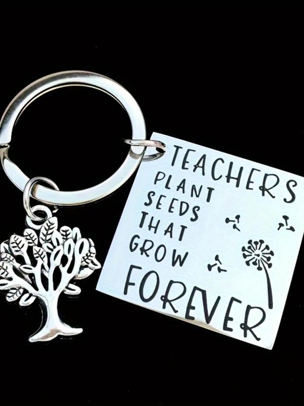 Tree Of Life Design Keychain for Teacher's Day Gift, Teacher's Day Keychain, Stainless Steel Key Ring with Symbolic Charm, Fashion Accessories for Teachers