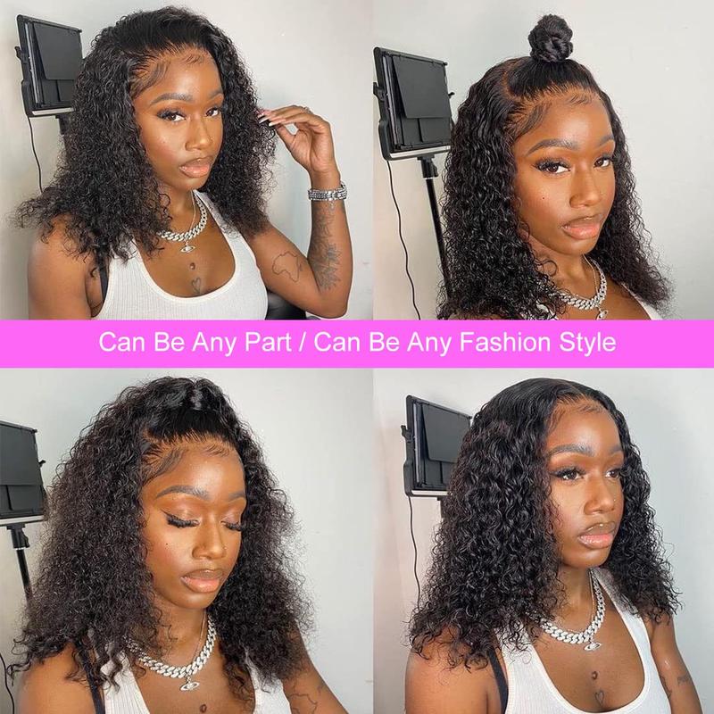 Short Curly Bob Wigs Human Hair 13x4 Lace Frontal Curly Bob Wig 13X6 Curly Wave Bob Wigs Human Hair 180% Density Prelucked with Baby Hair [Ladoux]
