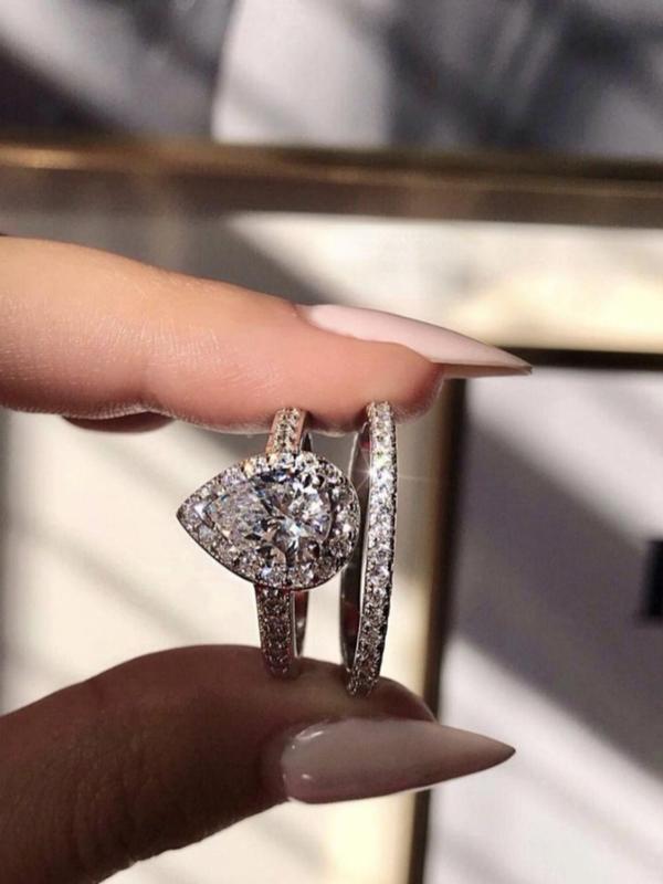 Elegant Rhinestone Decorated Ring, Fashion Jewelry for Women, Daily Clothing Decor, Trendy All-match & Exquisite Jewelry for Birthday Gift