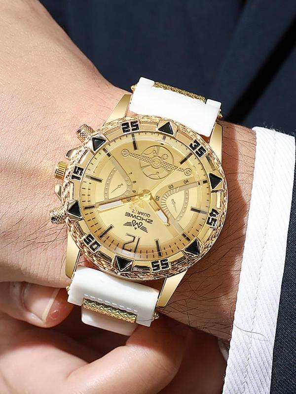 Men's Round Dial Analog Quartz Watch, Fashion Watch for Party, Daily Clothing Decor, Trendy All-match & Exquisite Watch for Birthday Gift with Box