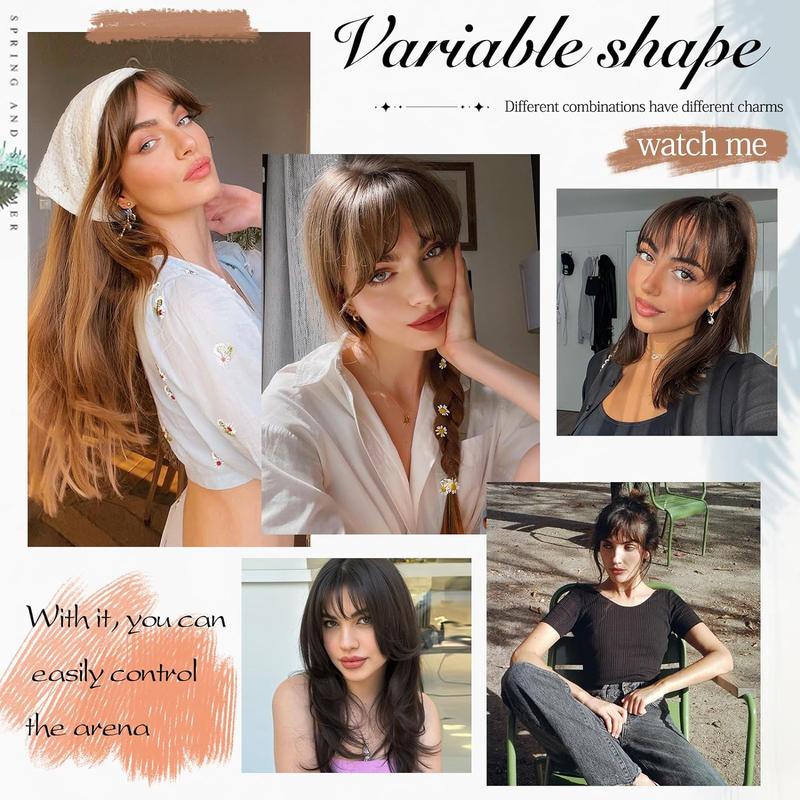 Vigorous Clip on Bangs , 360° Cover Clip in Bangs Real Hair for Women Fake Bangs for Daily Wear