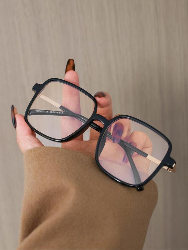 Unisex Simple Style Square Frame Eyeglasses, Trendy Casual Anti-blue Ray Clear Lens Eyeglasses for Everyday Use, Fashion Accessories for Outdoor Activities