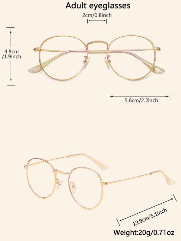1 Pair Unisex Simple Style Plain Color Round Frame Eyeglasses for Daily Use, Fashion Casual Eyeglasses, Trendy Eyeglasses for Outside Activities