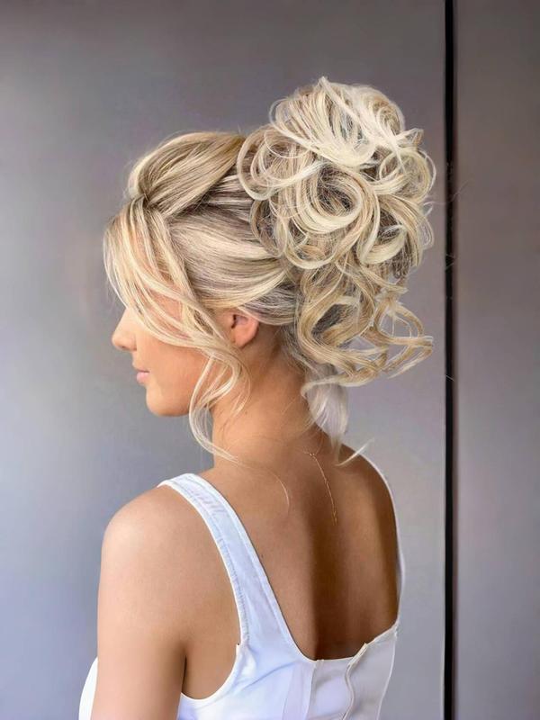 Women's 8inch Wavy Synthetic Hair Bun, Natural Fluffy Messy Hair Bun with Stretchy Rubber Band for Women & Girls, Fashionable Hairpiece for Daily & Party Hairstyle Ideas