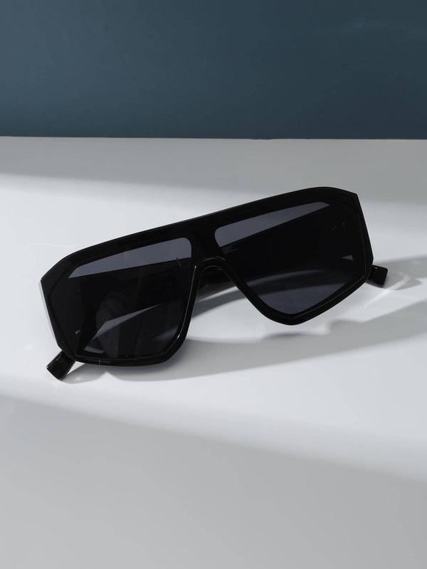 Unisex Simple Style Flat Top Frame Sunglasses, Trendy Casual Sunglasses for Everyday Use, Fashion Accessories for Outdoor Activities