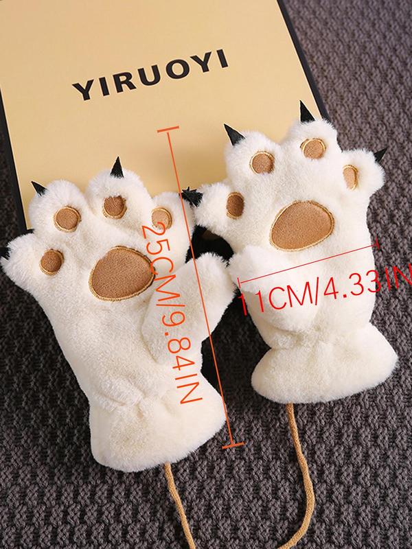 Women's Cute Bear Design Gloves, 2024 New Style Casual Trendy Fashion Gloves for Fall & Winter, Fashion Accessories for Women & Girls