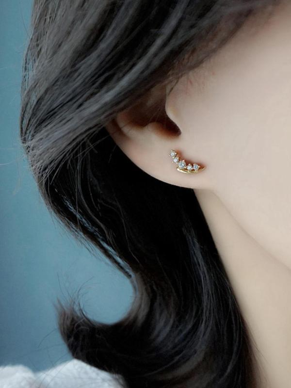 1 Pair Women's Elegant Rhinestone Stud Earrings, Mini Trendy Exquisite Stud Earrings, Fashionable Jewelry for Daily & Party Decoration for Women