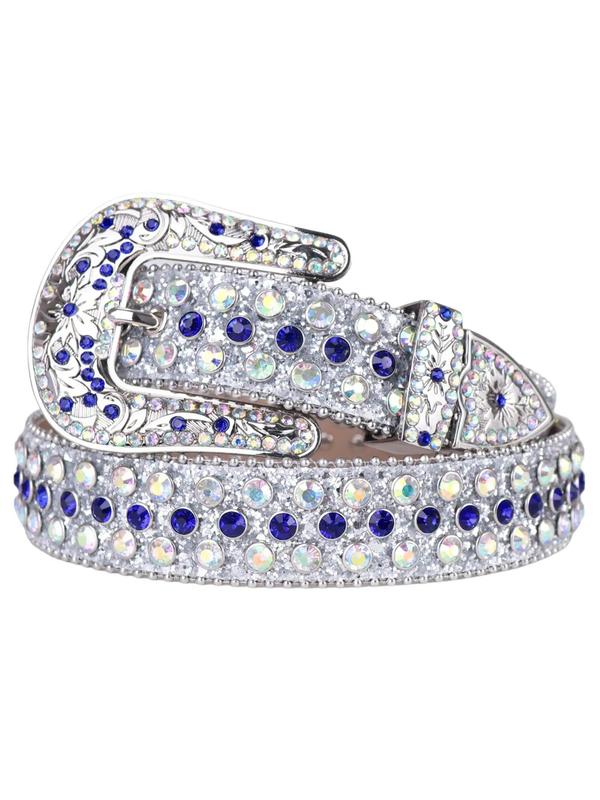 Rhinestone Belt, Punk Style Belt for Women & Men, Fashion Belt for Party, Daily Clothing Decor, Trendy All-match & Exquisite Belt for Birthday Gift