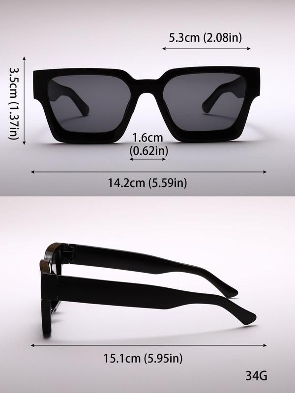 Unisex Plain Color Tinted Lenses Sunglasses (1 Pair), Trendy Casual Square Frame Sunglasses for Everyday Use, Fashion Accessories for Outdoor Activities