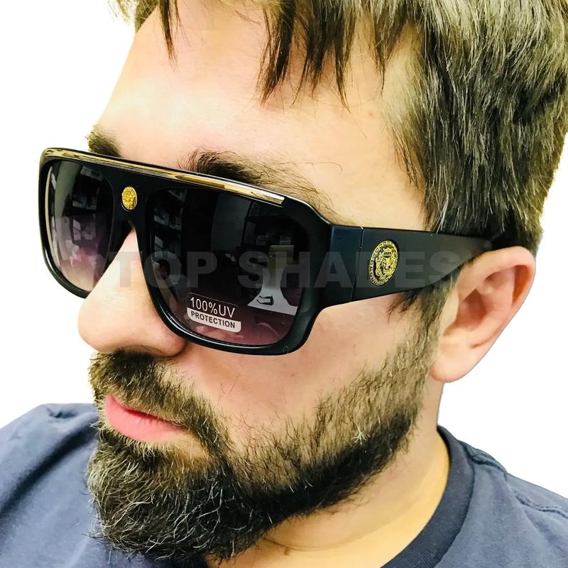 Oversize Fashion Design Men Square Sunglasses Black