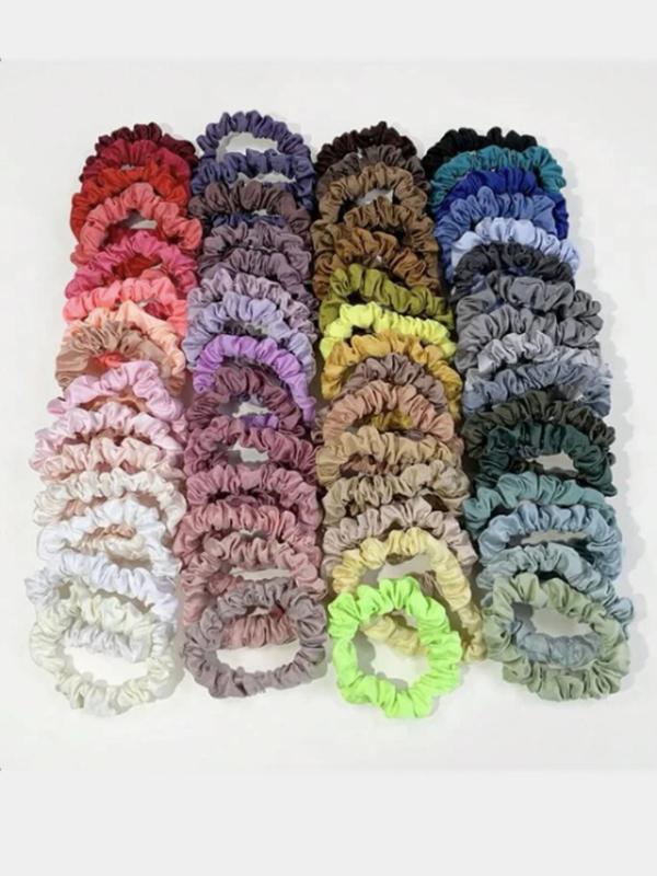 Solid Ruched Hair Tie, Elastic Scrunchie, Hair Accessories for Women & Girls, Minimalist Headwear Suitable for Thick Hair, Fashion Hair Accessories for Party