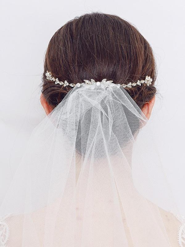 Rhinestone Decorated Bridal Headwear with Comb,  Elegant Flower Design Hair Accessories for Wedding Bridal Party, Minimalist Headwear Fashion Hair Accessories for Party, Daily Clothing Decor