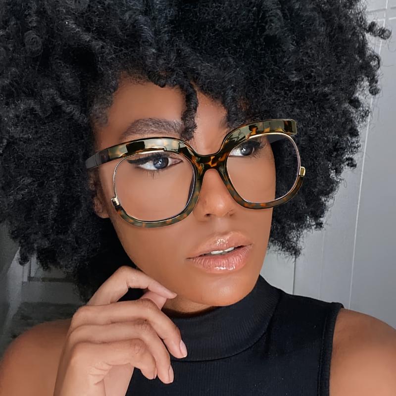 Large Frame Clear Lens Leopard Print Fashion Computer Glasses for Women and Men - Decorative Spectacles
