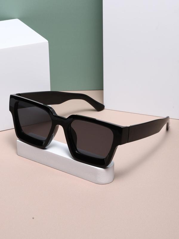 Unisex Plain Color Tinted Lenses Sunglasses (1 Pair), Trendy Casual Square Frame Sunglasses for Everyday Use, Fashion Accessories for Outdoor Activities