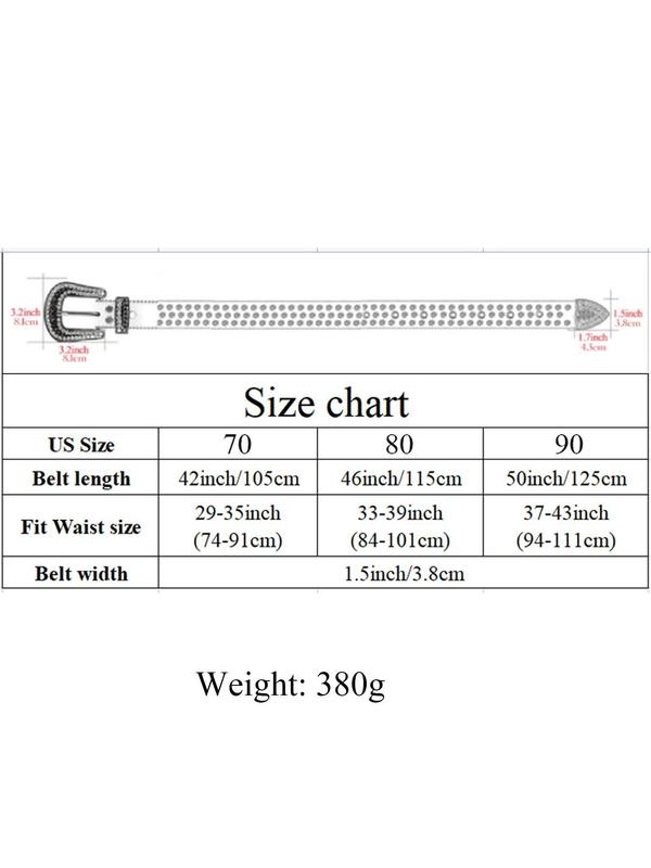 Rhinestone Belt, Punk Style Belt for Women & Men, Fashion Belt for Party, Daily Clothing Decor, Trendy All-match & Exquisite Belt for Birthday Gift