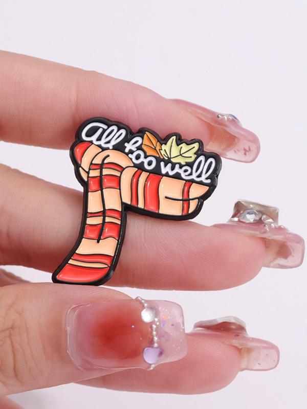 Letter & Striped Pattern Brooch Pin, Fashion Casual Alloy Badge for Daily Vacation Holiday Party, As Gift for Best Friends