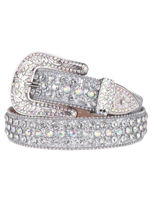Rhinestone Belt, Punk Style Belt for Women & Men, Fashion Belt for Party, Daily Clothing Decor, Trendy All-match & Exquisite Belt for Birthday Gift