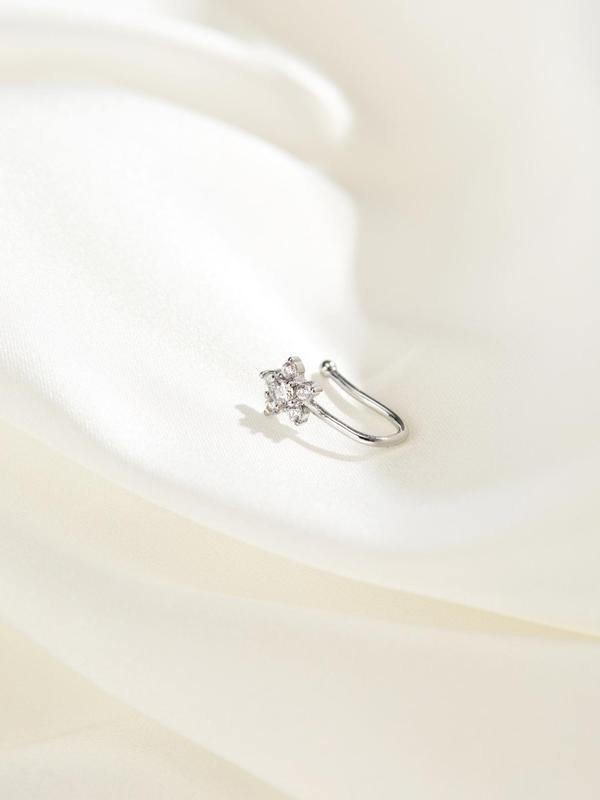 Rhinestone & Star Decor Nose Ring, Flower Shaped Nose Piercing Jewelry for Women & Girls, Fashion Accessories for Daily Wear