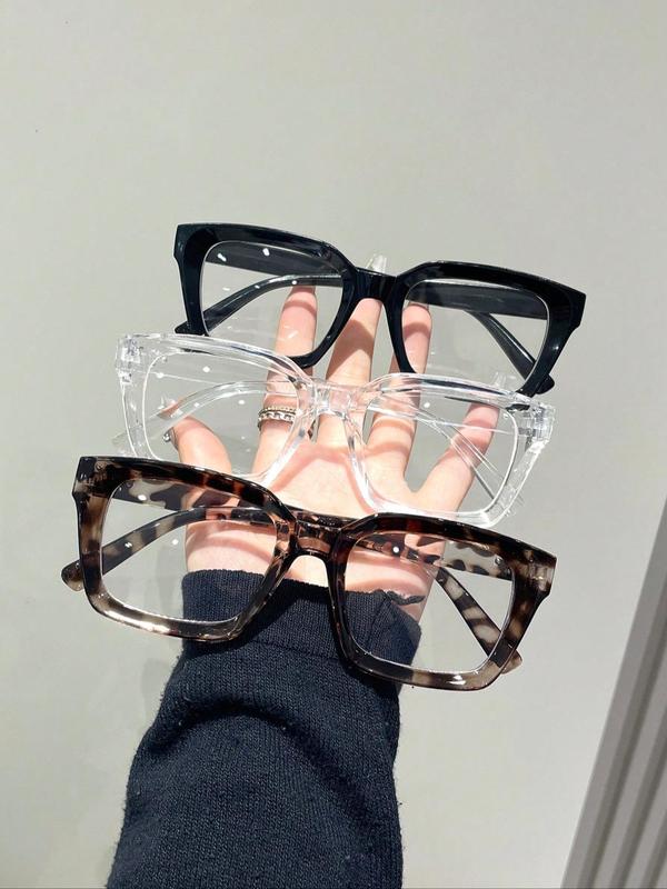 Unisex Simple Style Leopard Clear Solid Color Eyeglasses Set, Trendy Square Frame Eyeglasses for Everyday Use, Fashion Accessories for Outdoor Activities, Fall Outfits, Fall Freshness
