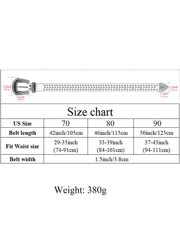 Rhinestone Belt, Punk Style Belt for Women & Men, Fashion Belt for Party, Daily Clothing Decor, Trendy All-match & Exquisite Belt for Birthday Gift