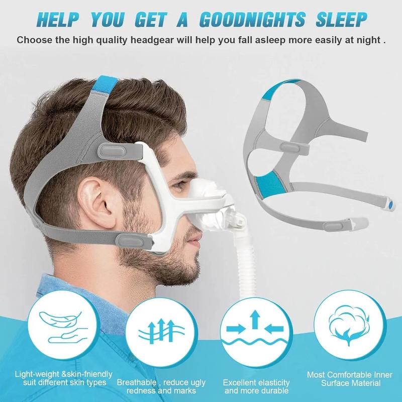 F20 Full Face Replacement Headgear Strap, 1 Count Flexible Adjustable Nasal Pillow CPAP with Clips, Comfortable Fit & Soft Elastic Headband