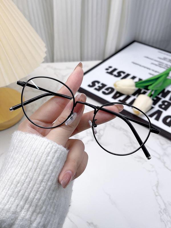 Unisex Preppy Style Round Frame Eyeglasses, 1 Pair Trendy All-match Minimalist Eyeglasses for Everyday, Versatile Accessories for Daily Use
