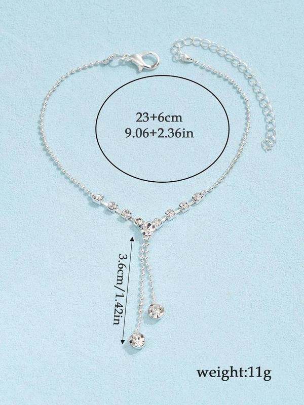 Rhinestone Decorated Anklet for Women & Girls, Fashion Jewelry for Party, Daily Decor, Trendy All-match & Exquisite Jewelry for Birthday Gift