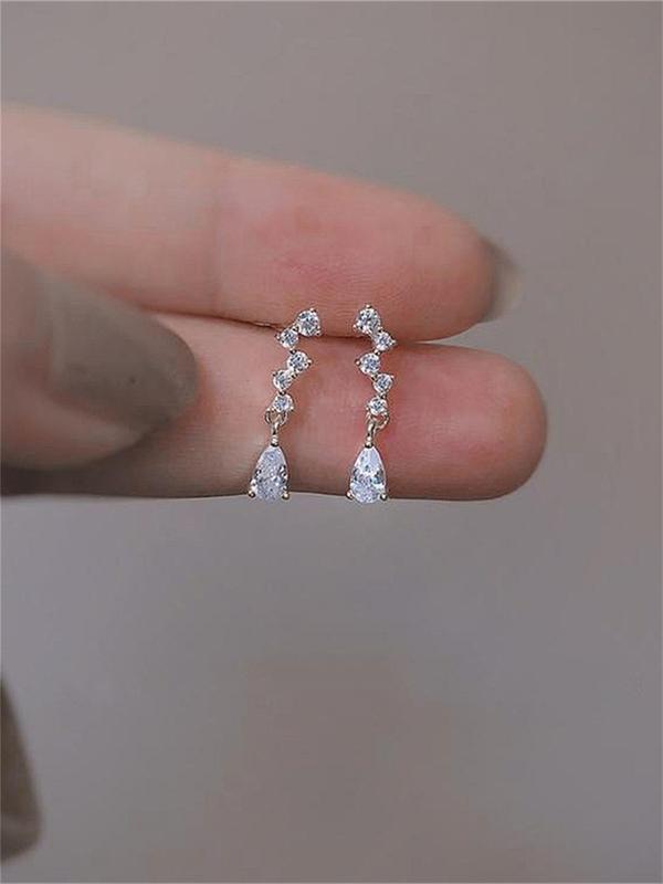 1 Pair Women's Elegant Rhinestone Decorated Dangle Earrings, Trendy Exquisite Tassel Design Drop Earrings, Fashionable Jewelry for Women for Daily Decoration