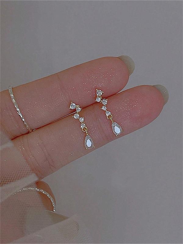 1 Pair Women's Elegant Rhinestone Decorated Dangle Earrings, Trendy Exquisite Tassel Design Drop Earrings, Fashionable Jewelry for Women for Daily Decoration