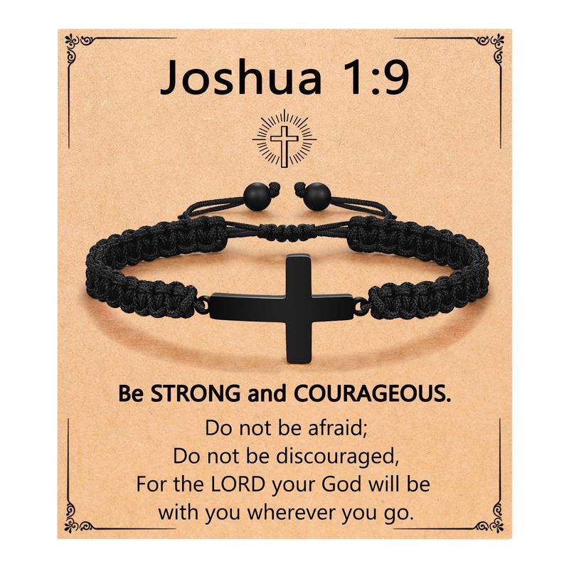 Cross Braided Bracelet for Men Boys Birthday Valentine's Day Christmas Confirmation Communion Gifts for Son Grandson Nephew