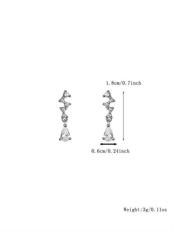 1 Pair Women's Elegant Rhinestone Decorated Dangle Earrings, Trendy Exquisite Tassel Design Drop Earrings, Fashionable Jewelry for Women for Daily Decoration
