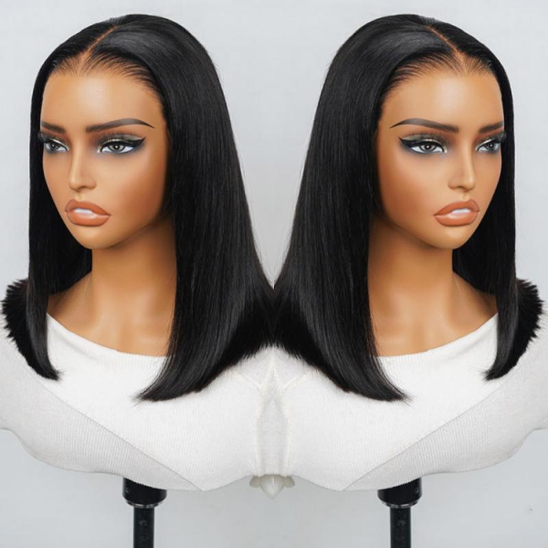 West Kiss Ready Go Pre Cut Glueless 7x4 Bob Wig Straight Human Hair Wig Pre Bleached Pre Plucked With Baby Hair
