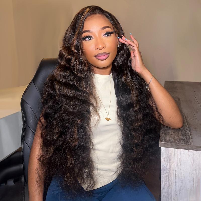 Megalook Glueless Wigs Human Hair Pre Plucked Pre Cut Loose Deep Wave Lace Front Wigs 6x5 Closure Wigs Human Hair 12A Loose Curly Wig Bleached Knots