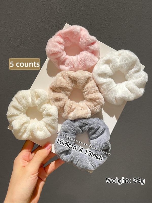 Solid Color Hair Scrunchies, Cute Hair Ties, Fashion Hair Accessories for Women & Girls, Minimalist Headwear Suitable for Thick Hair