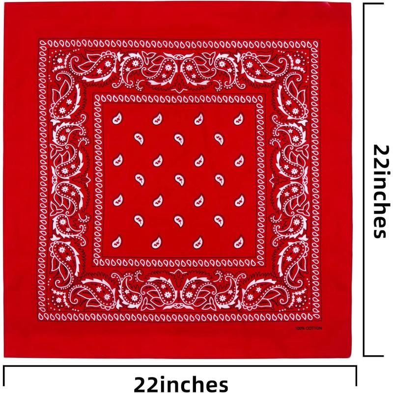 Cotton Bandanas for Men & Women Paisley Cowboy Bandana Handkerchiefs for Hair 22x22