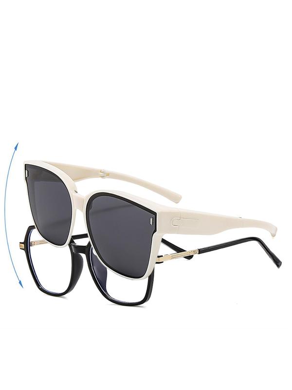 1 Pair Simple Sunglasses for Everyday Use, Summer Square Frame Fashion Sunglasses, Stacked Folding Polarized Sunglasses, Casual All-match Travel Accessories