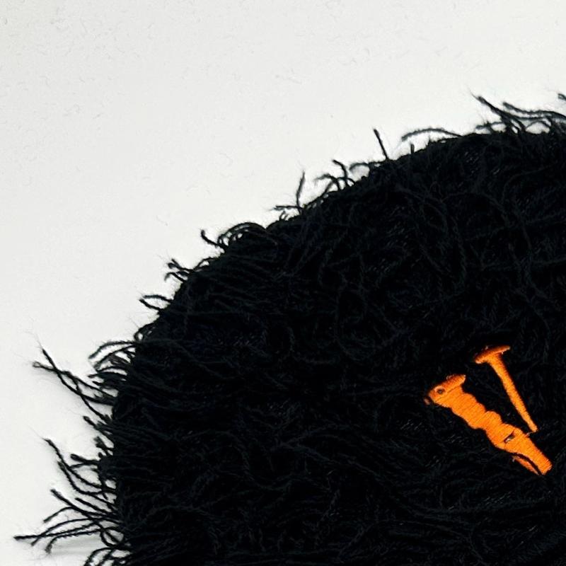 Balaclava Distressed Knitted Ski Mask Warm hats Windproof Mask for Men and Women Windproof and Embroidered with Letter Black y2k beany
