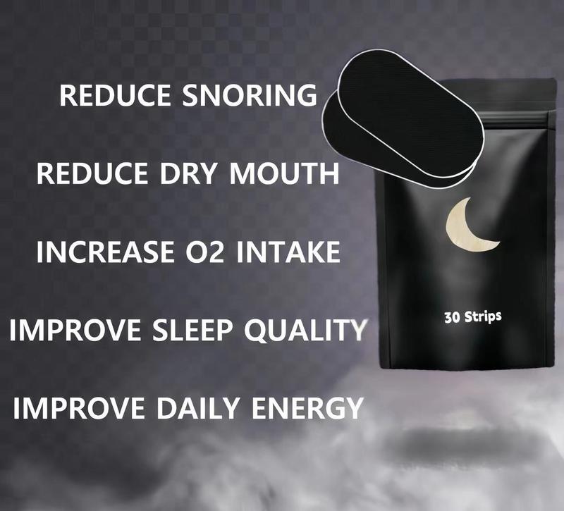 Oral tape (pack of 60 pieces), black soft- grade fabric,anti-snoring,sleep- improving breathing patch,60 pieces supplied twice a month