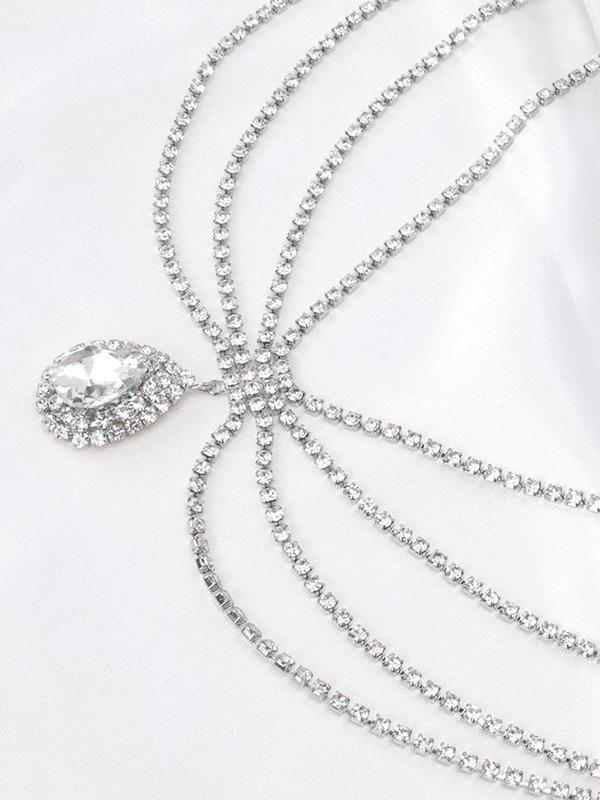 Multi-layer Water Drop Rhinestone Decorated Bridal Headwear, Exquisite Tiered Layer Design Headwear for Wedding Party, Fashionable Hair Accessories for Women