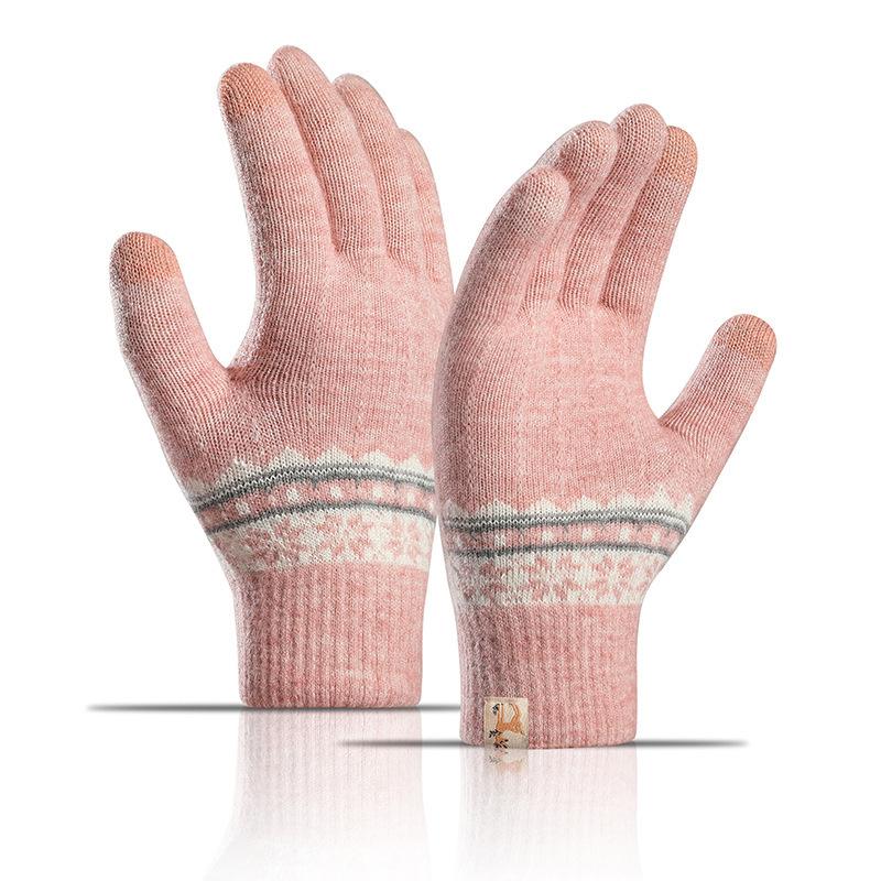 Winter Warm Touch Screen Gloves Women'S Elastic Knitted Gloves Acrylic Full Finger Gloves Women'S Knitted Winter Gloves