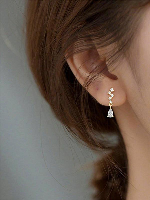1 Pair Women's Elegant Rhinestone Decorated Dangle Earrings, Trendy Exquisite Tassel Design Drop Earrings, Fashionable Jewelry for Women for Daily Decoration