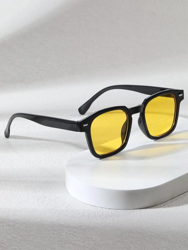 Unisex Square Frame Sunglasses (1 Pair), Trendy Casual Tinted Lenses Sunglasses for Everyday Use, Fashion Accessories for Daily Driving and Traveling Outdoor Activities