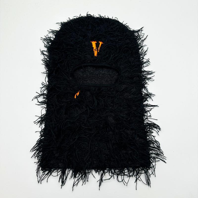 Balaclava Distressed Knitted Ski Mask Warm hats Windproof Mask for Men and Women Windproof and Embroidered with Letter Black y2k beany