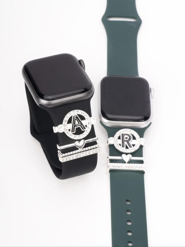 Fashion Letter Heart Watch Band Decorative, Rhinestone Decor Watch Strap Decor for Women & Men, Trendy All-match & Exquisite Watch Accessories for Birthday Gift