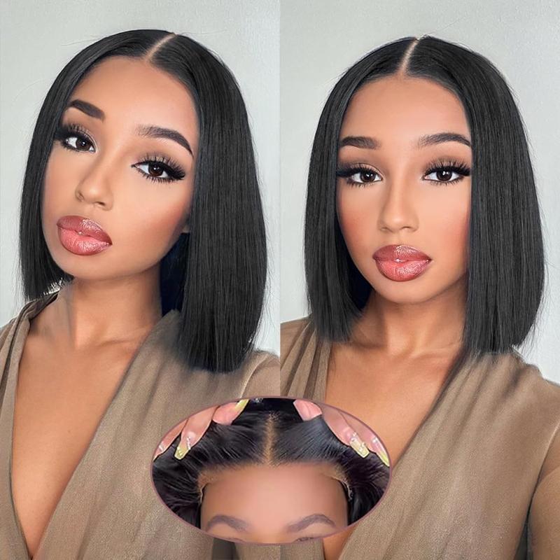 West Kiss Ready Go Pre Cut Glueless 7x4 Bob Wig Straight Human Hair Wig Pre Bleached Pre Plucked With Baby Hair