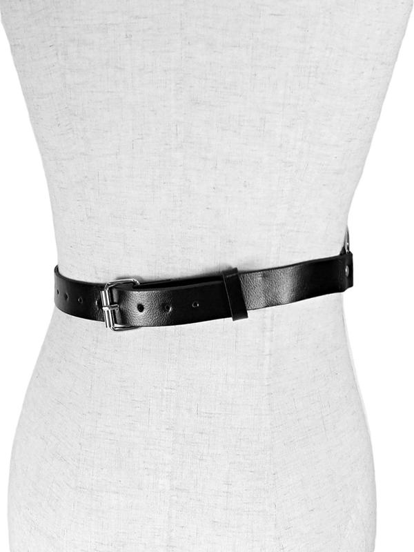 Women's Punk Style Studded Decor O-ring Design PU Buckle Belt, Fashion Belt for Party, Daily Clothing Decor, Trendy All-match & Exquisite Belt for Birthday Gift