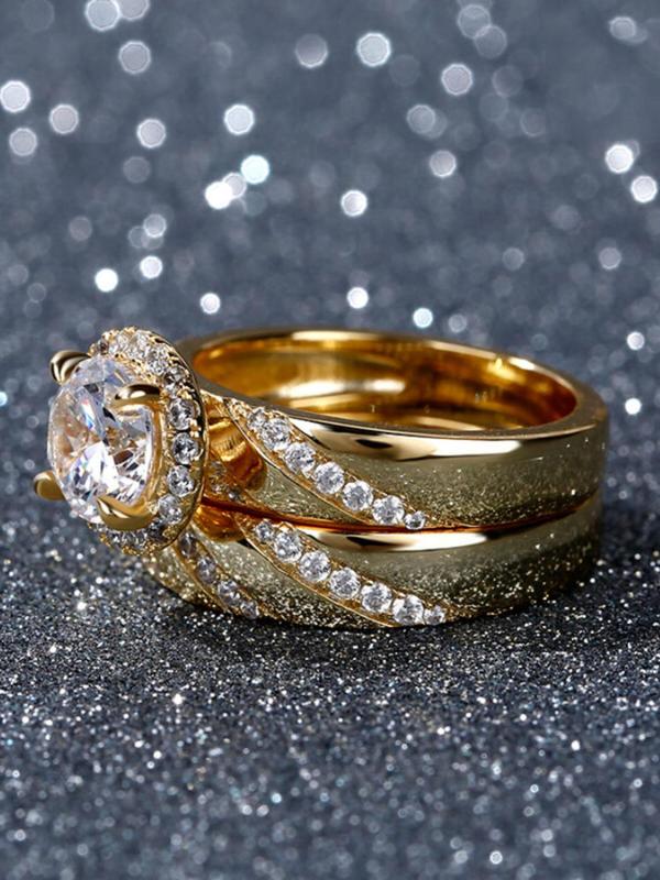 Fashion Classic Rhinestone Decorated Ring for Women (2counts), Elegant Accessories for Party, Daily Clothing Decor, Trendy All-match & Exquisite Jewelry for Birthday Gift