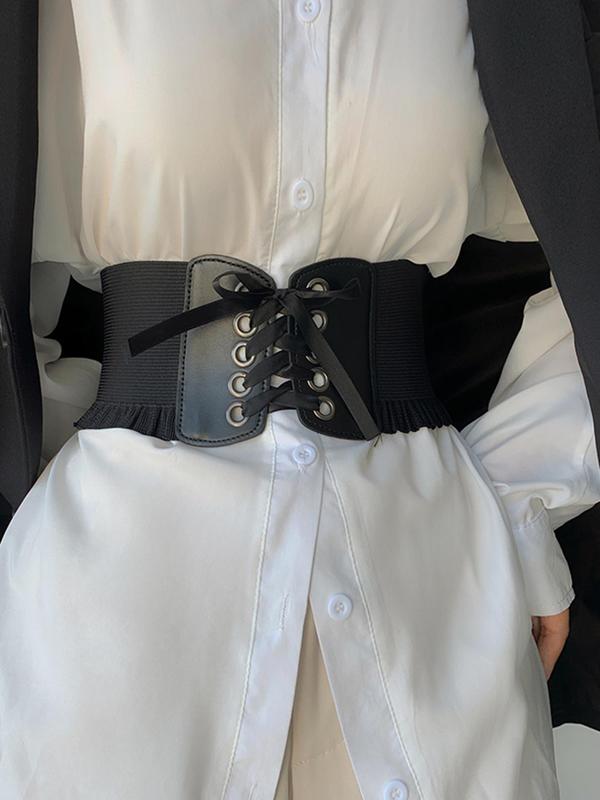 Women's Solid Color Lace Up Corset Belt, Casual Elastic Waistband for Dress & Shirt, Fashion Wide Belt for Party, Daily Clothing Decor, Trendy All-match & Exquisite Belt for Gift