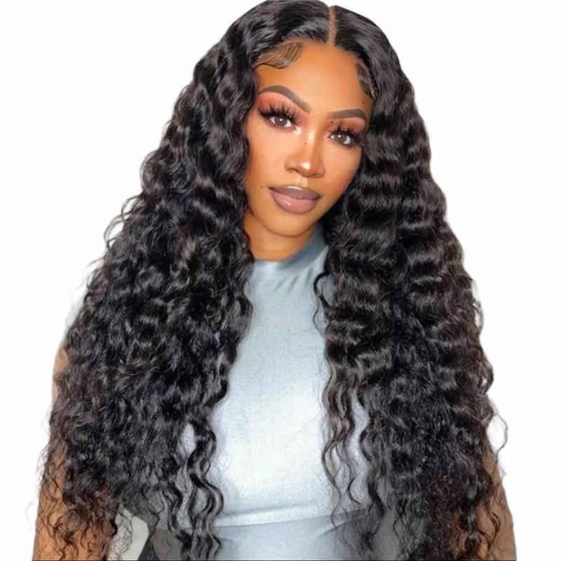 Megalook Glueless Wigs Human Hair Pre Plucked Pre Cut Loose Deep Wave Lace Front Wigs 6x5 Closure Wigs Human Hair 12A Loose Curly Wig Bleached Knots